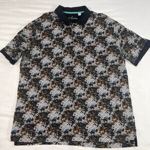 Robert Graham Polo Shirt Mens Size XL Black Blue Beige Geometric Classic Fit Dad